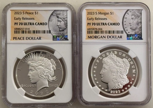 2023-S US Mint Morgan and Peace Dollar Set NGC pf70 Early Releases
