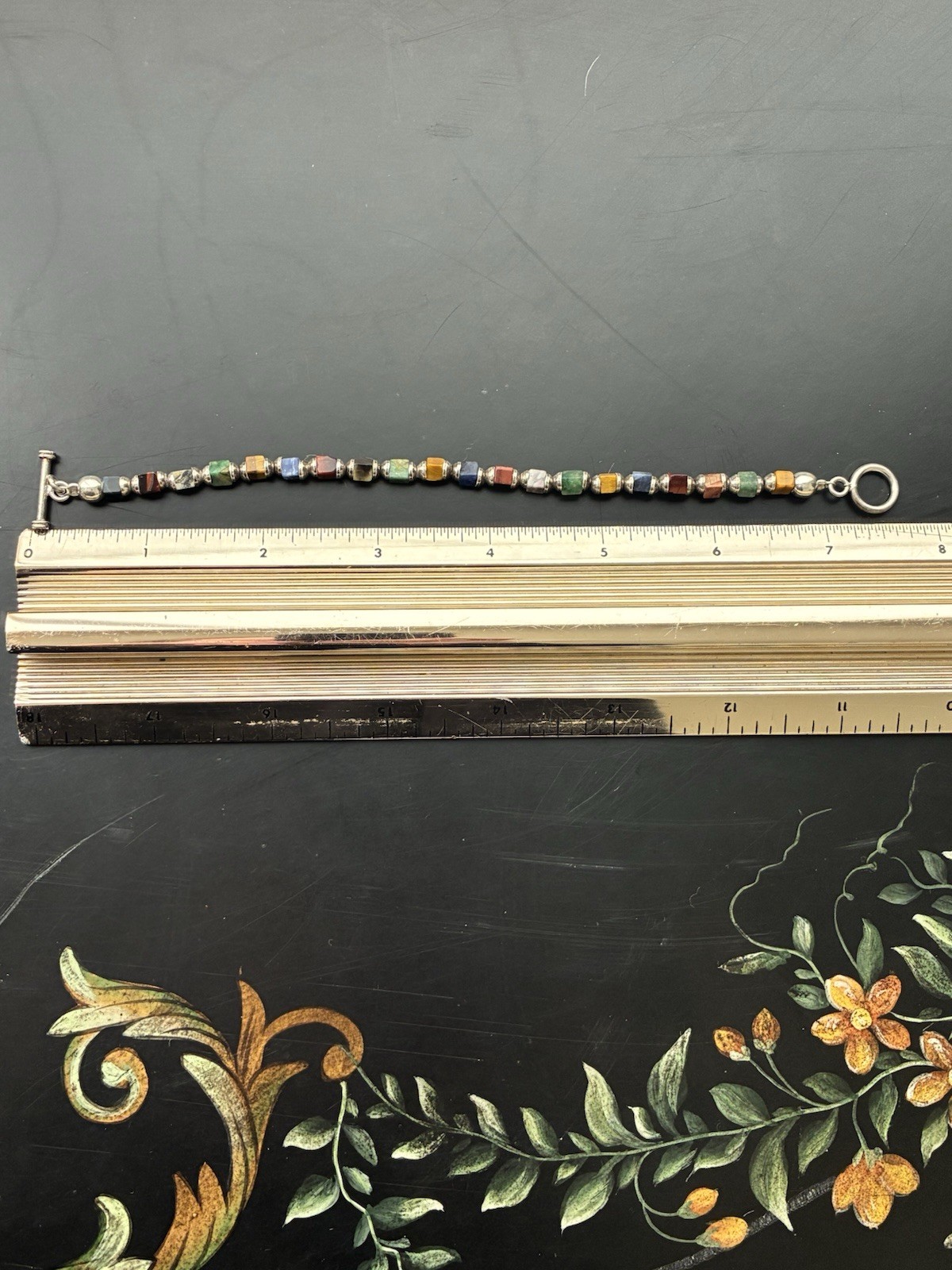 Sterling Silver Tested Multi Gemstone Cube Bracel… - image 2