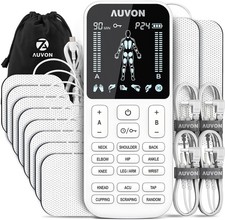 AUVON 4 Outputs TENS Unit Muscle Stimulator with 24 Modes  Intuitive Operation