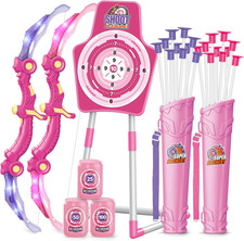 2 Bow and Arrow Sets with LED Light-Up,2 Foam Dart Guns for Kids 5 6 7 8 9 10 Y