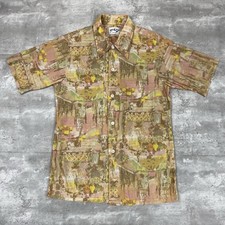 vintage 60s 70s PLAZA HIGH STYLE shirt L polyester button up MOD disco MCM AOP