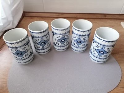 5Stk.fine china Lichte  Echt Kobalt porzellan Becher H:12,5cmB:7,3cm Made in GDR