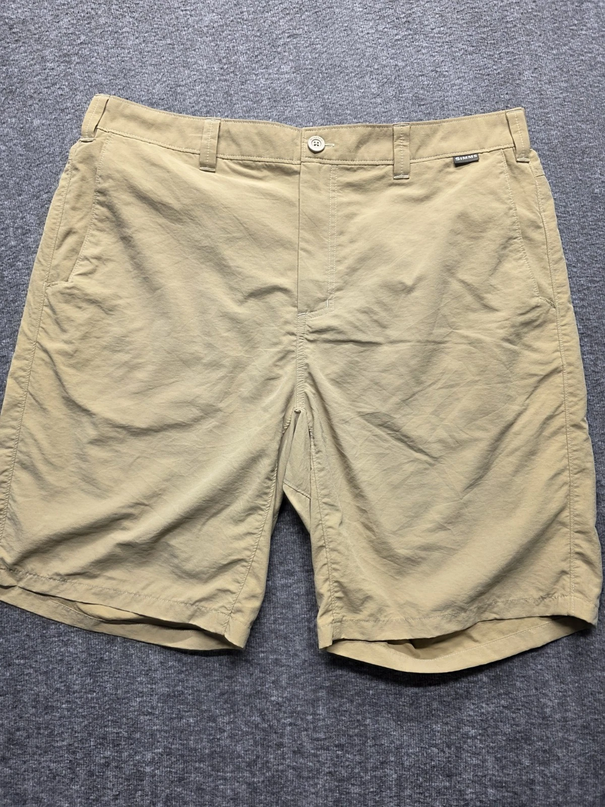 Simms Shorts Mens Beige Fishing Performance Hiking Camping Quick Dry Nylon 35x9