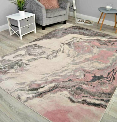 Rose Rosa Bodenteppiche Marmor Optik Modern Abstrakt Klein Extra Groß Teppich