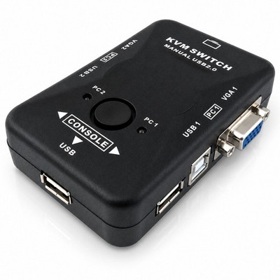 D42C KVM Switch 2 Port VGA USB 2.0 PS/2, Umschalter für 2 PCs mit Monitor, Maus
