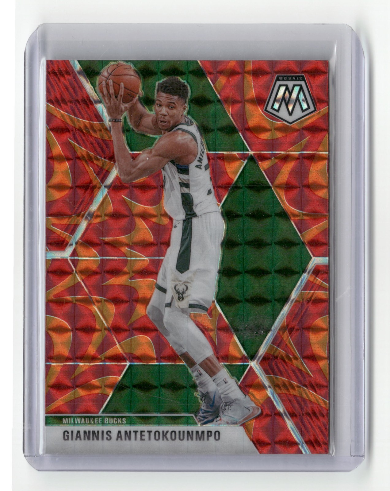 2019-20 Mosaic Giannis Antetokounmpo Reactive Orange Mosaic Prizm #75 Bucks