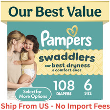 SALE Pampers Swaddlers Fragrance Free Baby Diapers Size 6, 108 Count, Free Ship
