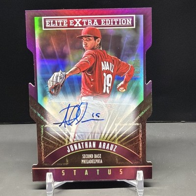 2015 Panini Elite Extra Edition Status Die-Cut 9/75 Jonathan Arauz #189 Auto