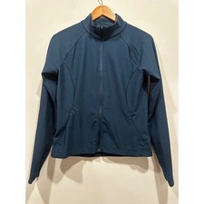 Asics Womens Full Zip Running Jacket Teal Blue Mock Neck Activewear Medium
