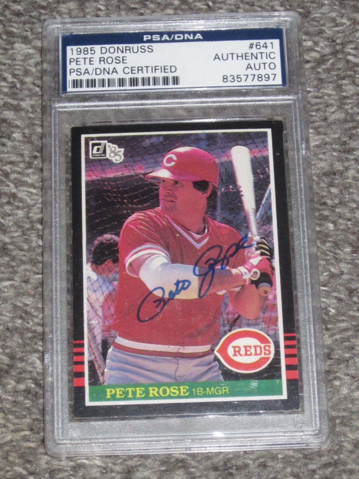 1985 Donruss Baseball Signed #641 Pete Rose PSA / DNA Certified Authentic Auto