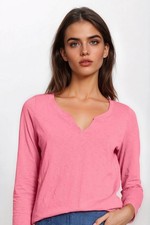 White Stuff Notch Neck Long Sleeve Cotton Top