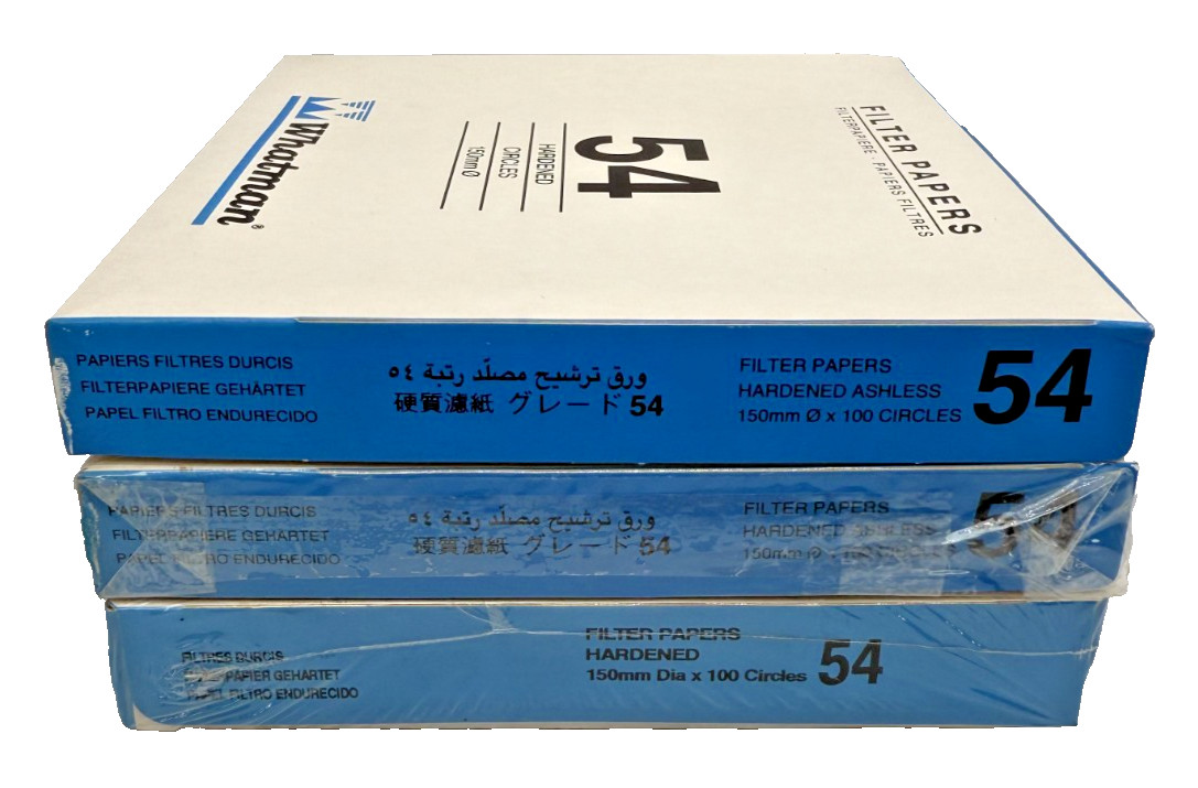 Lot of 3x G.E. / Whatman 1454-150 54 Hardened 150mm Filter Paper 100 Circles