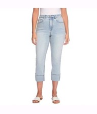 Frye High-Rise Crop Jeans Cuffed Hem Blue Denim Women's Size 16/34 New