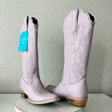 Lane SWEET MEMORIES Knee High Womens Cowboy Boots 8 Purple Cowgirl Western Tall