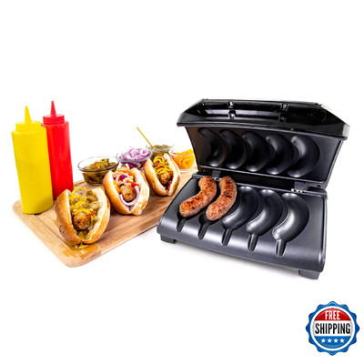Homecraft Electric Sausage & Brat Grill w/ Oil Drip Tray, Carry Handle, Portable