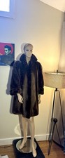 Vintage 1950  s Women  s Sheared Beaver Swing Coat Sz M Beautiful Highlights 