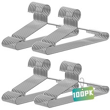 Wire Hangers 100 Pack, Heavy Duty, Space Saving, Stainless Steel, Silver, 16....