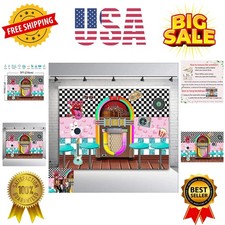 Back to 50's Sock Hop Photography Backdrop Vinyl 7x5ft for 1950s Rock Roll Pa...