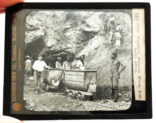 vintage WESSELTON DIAMOND MINES kimberly AFRICA magic lantern glass slide photo