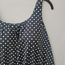 Lands End Tankini Swimsuit Top Womens 18W Polka Dot Blouson Travel Vacation