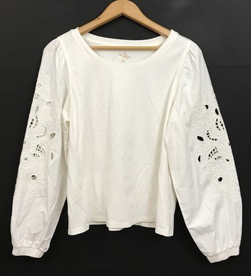 NEW Lilly Pulitzer Isley Knit Top Coconut White Cotton Long Sleeve 017047 Size M