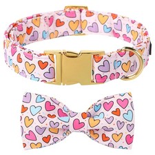 Valentine's White Cute Heart Dog Collar Adjustable Cotton Small Medium