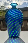 Vintage Hand Blown Filigree Art Glass Vase Murano Martens Venini Mid Century