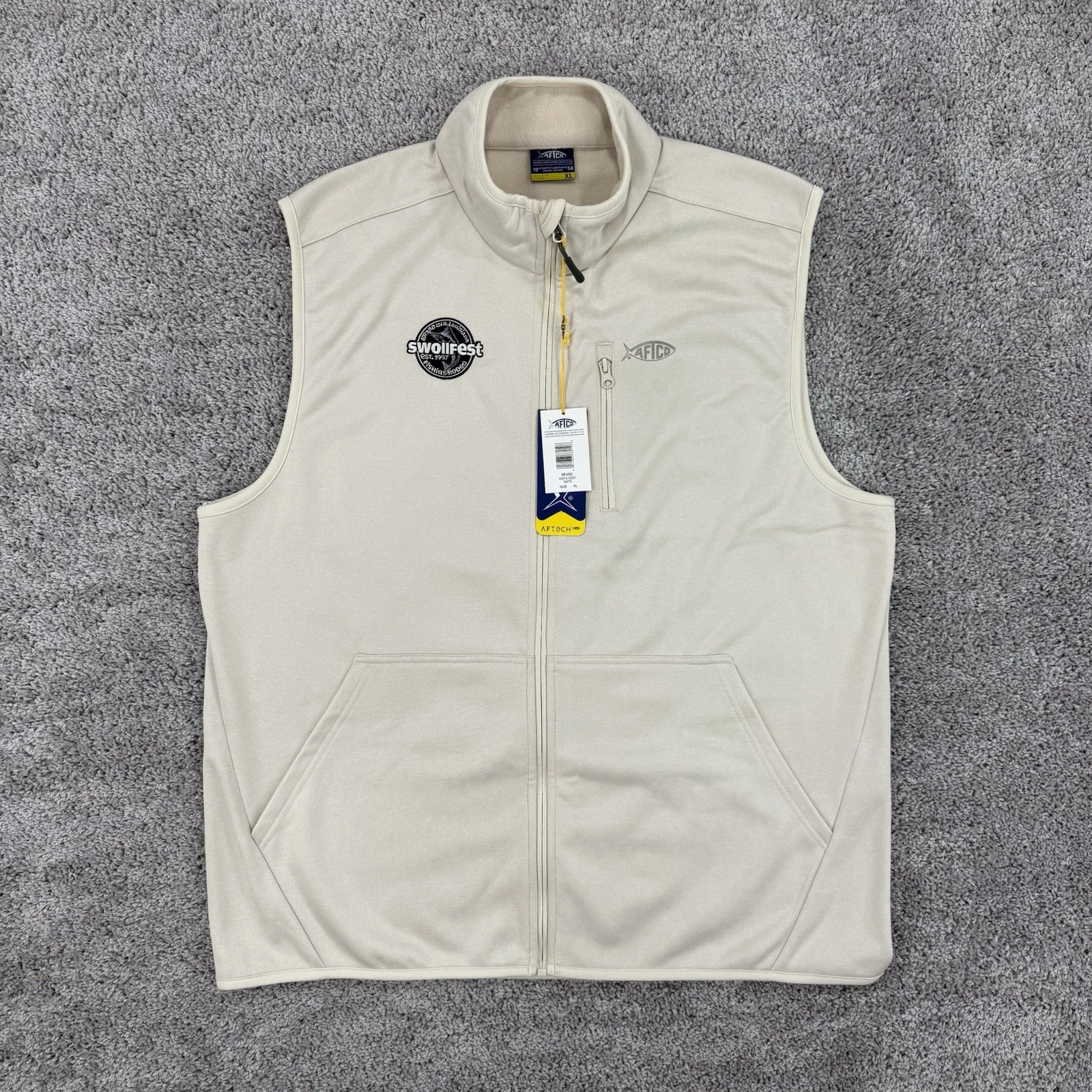 AFTCO Vest Men’s XL Cream NWT Vista Full Zip Aftech Performance Fishing