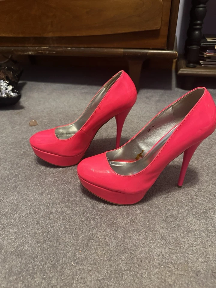 Zapatos de salón de plataforma de tacón alto de aguja rosa de 10 para mujer Foto 2 de 4