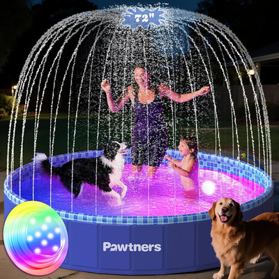 72'' Foldable Dog Pool for Large Dogs, 3 in 1 Portable Kids Swimming Splash Pool