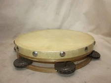 vintage tambourine genuine Read Skin ? Made in U.S.A. percussion instrument