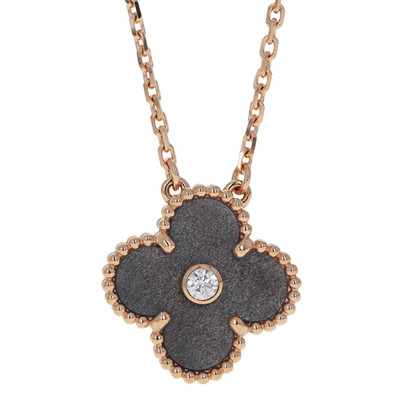 Van Cleef & Arpels 18k Rosegold Obsidian Diamant 2023 Holiday Alhambra Anhänger
