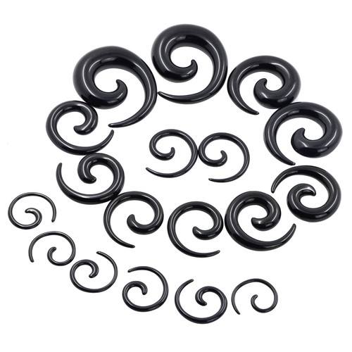 12-18PCS Acrylic Spiral Buffalo Ear Taper Plug Stretching Kits Piercing 14G-00G - Picture 20 of 28