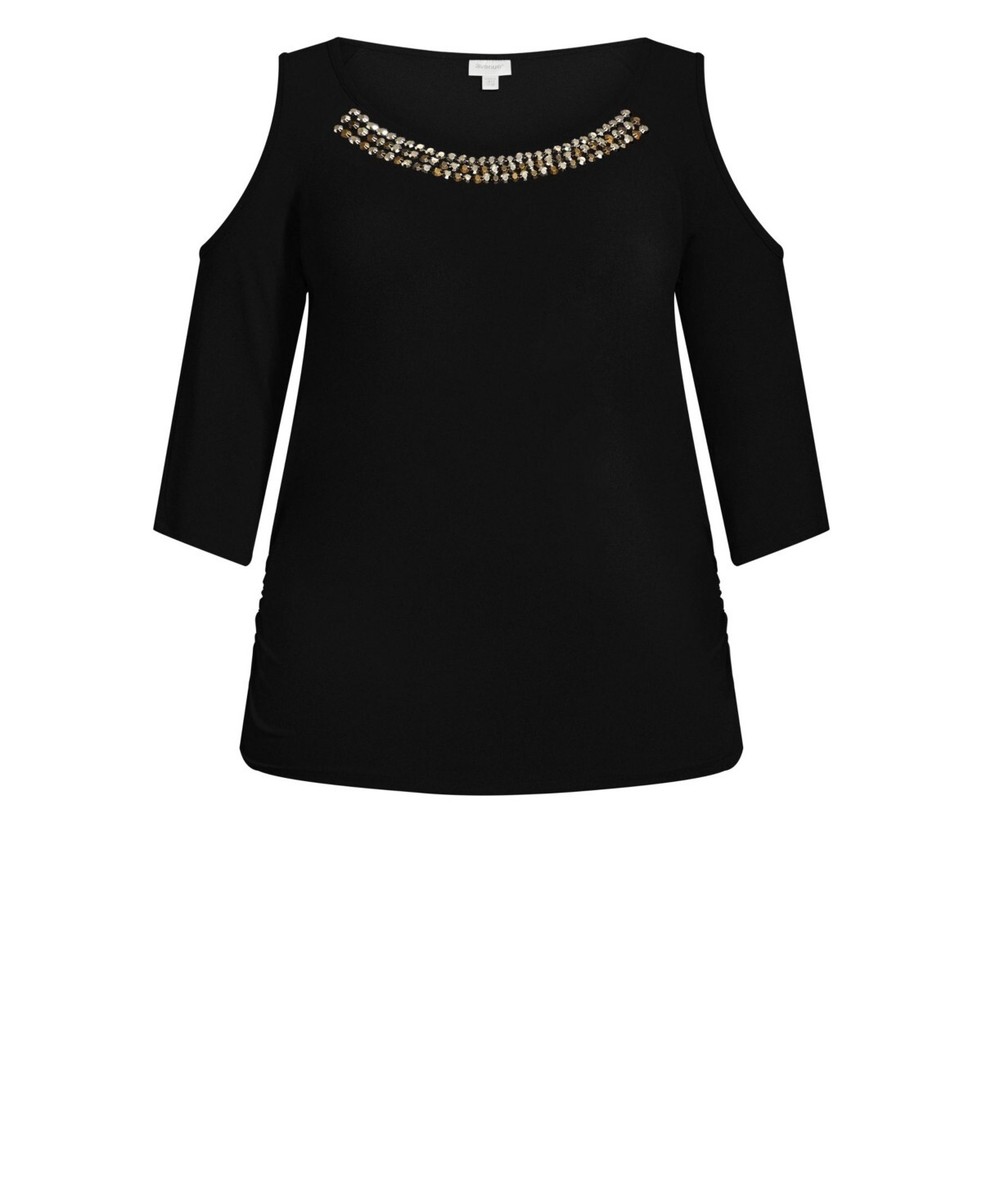 black cold shoulder top size 22