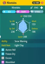 Pokemon Scarlet and Violet 6iv Shiny Max EV Ninetales-Alola