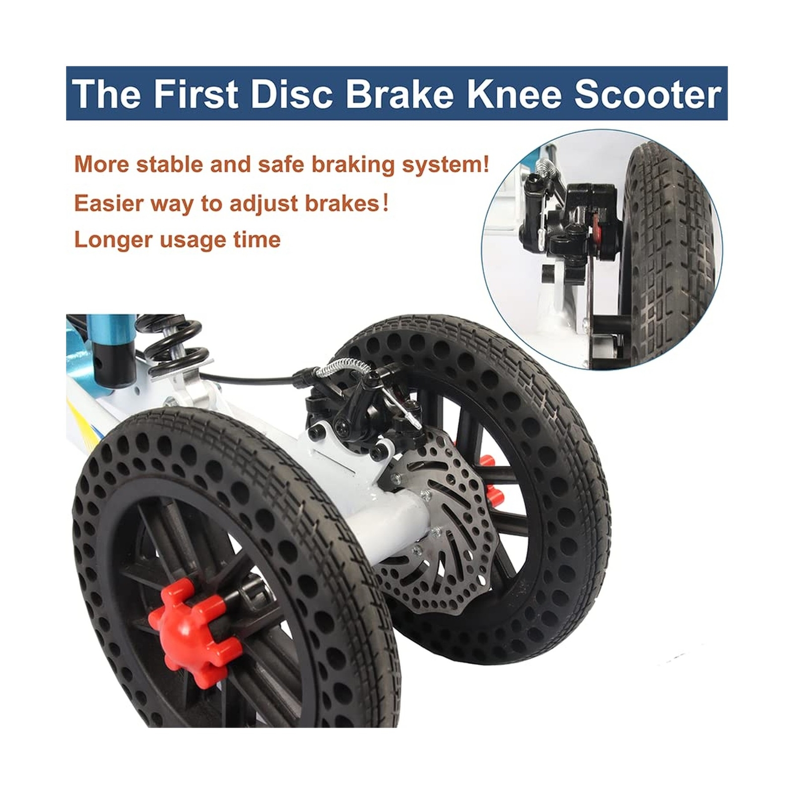 BlessReach Knee Scooter, All Terrain Foldable Knee Scooter Walker, Disc