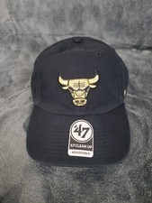 NBA CHICAGO BULLS '47 CLEAN UP METALLIC GOLD STRAPBACK MENS HAT BLACK NEW