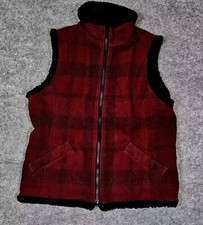 Woolrich Wool Vest Women's Size M Faint Buffalo Plaid Faux Fur Lined Blend