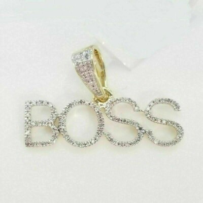 Boss Name Plate Charm Pendant Unisex 1.50 CT Lab Created Diamond 14k Gold Plated