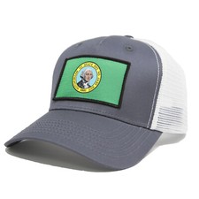 Baseball Cap Trucker Hat Snapback Closure Washington State Flag Ventilated Mesh