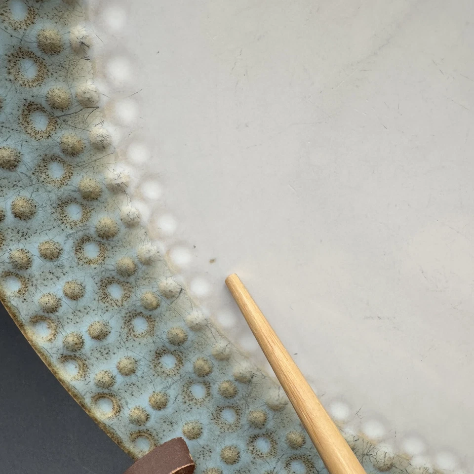 "Juego de 2 platos de ensalada Pier 1 Allison de 9,5"" gres con puntos en relieve azul verde" Foto 3 de 4