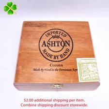 Ashton Corona Empty Wood Cigar Box 6.75" x 6" x 2.25"