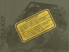 DECAL DECAL LAMP COLEMAN 1945 MAINTENANCE. jeep willys dodge us ww2