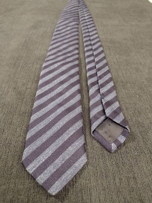 Hugo Boss Tie _ 100% Silk _ Made in Italy 2-Tone Blue Diagonal Stripes_Mint Cond