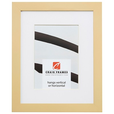 Craig Frames Confetti, Modern Pastel Yellow Solid Wood Picture Frame With a Mat