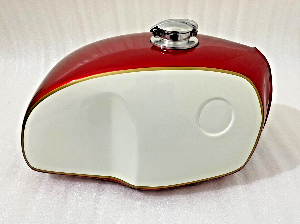 BMW R100 RT RS R90 R80 R75 WHITE & CHERRY PAINTED STEEL FUEL TANK