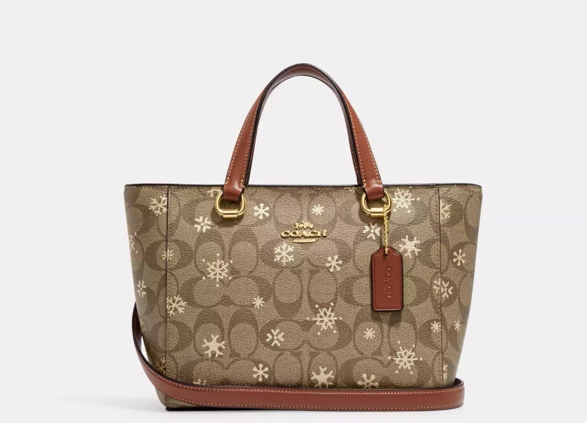 NWT COACH CF378 Alice Satchel Crossbody with Snowflake Print