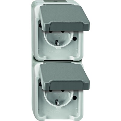Schneider Electric Merten Presa Schuko IP44 1 Posto – Grigio Chiaro, Con Protezione Contatto, Per Esterni