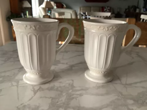 2 USA Lenox Butler's Pantry Pedestal Mugs Approx. 5 1/2” High x 4” Wide.