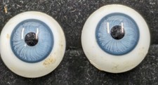 1 Pair Vintage Hand Blown Glass German Doll Eyes Blue 14mm C13-9